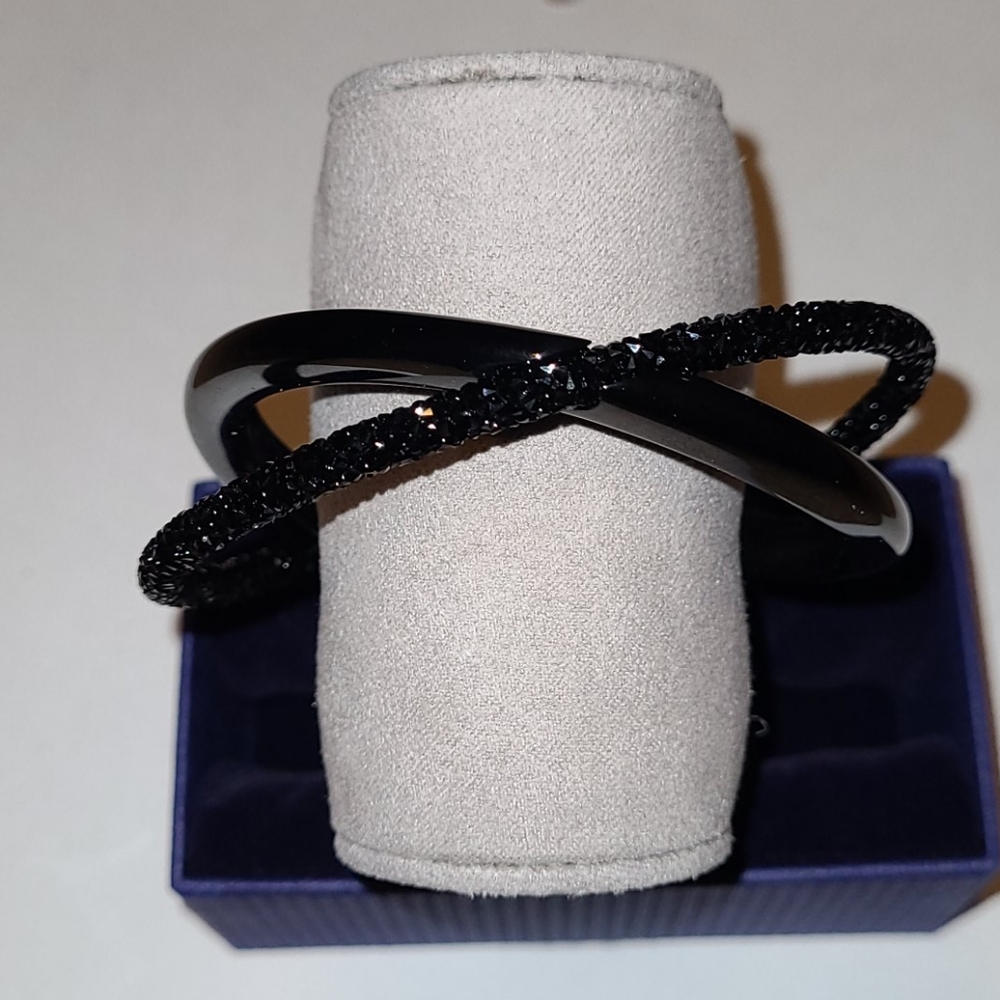 Swarovski New in Box Black Cuff Bangle